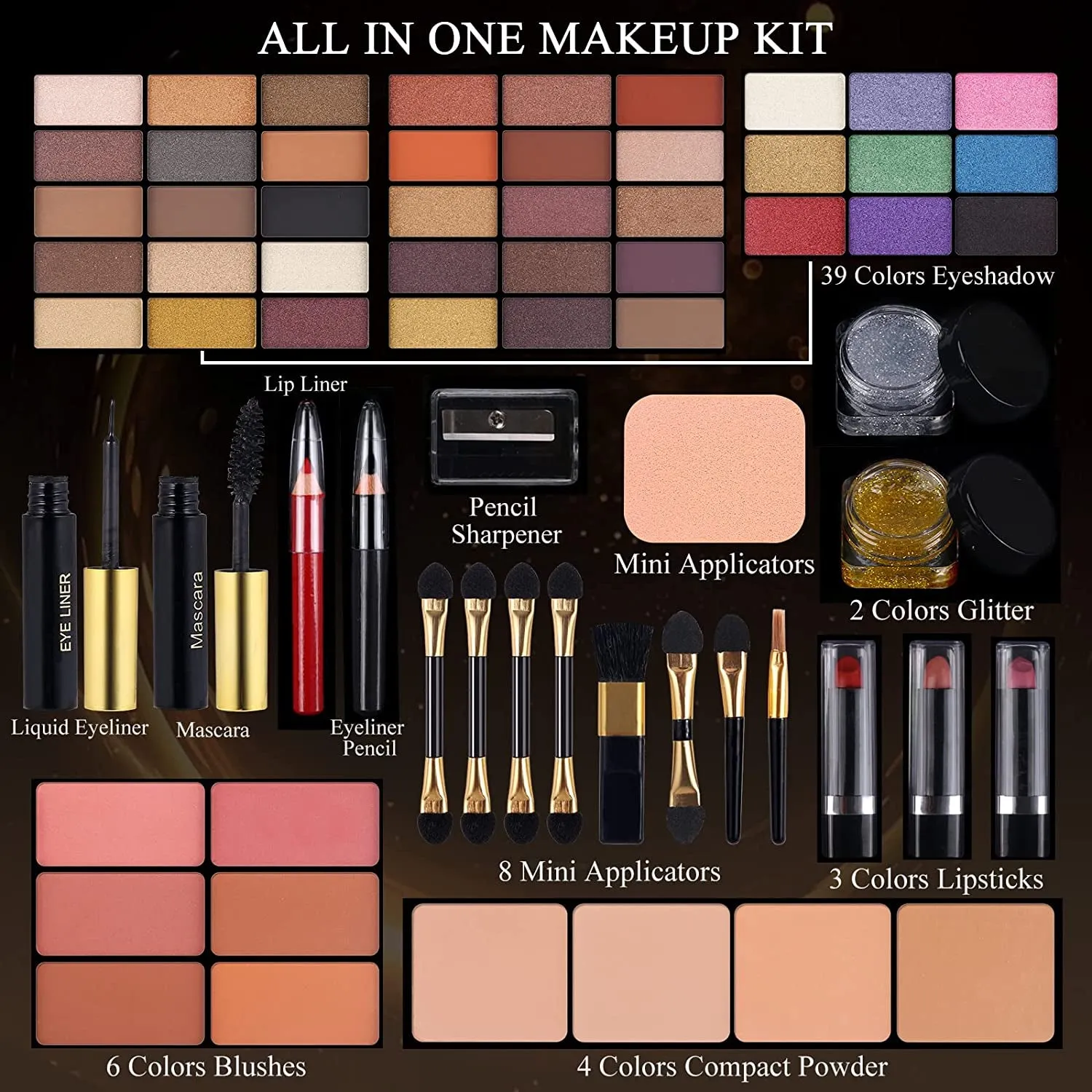 58-Piece All-in-One Professional Makeup Set for Women & Girls - Eyeshadow, Blush, Lipstick & More