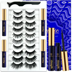 7C SevenCrown Magnetic Eyelashes Magnetic Lashes Natural Looking,Mix 10 Pairs Reusable Fake Eye Lash with Eyeliner, Strongest Waterproof Liquid Liner,Cruelty-Free.