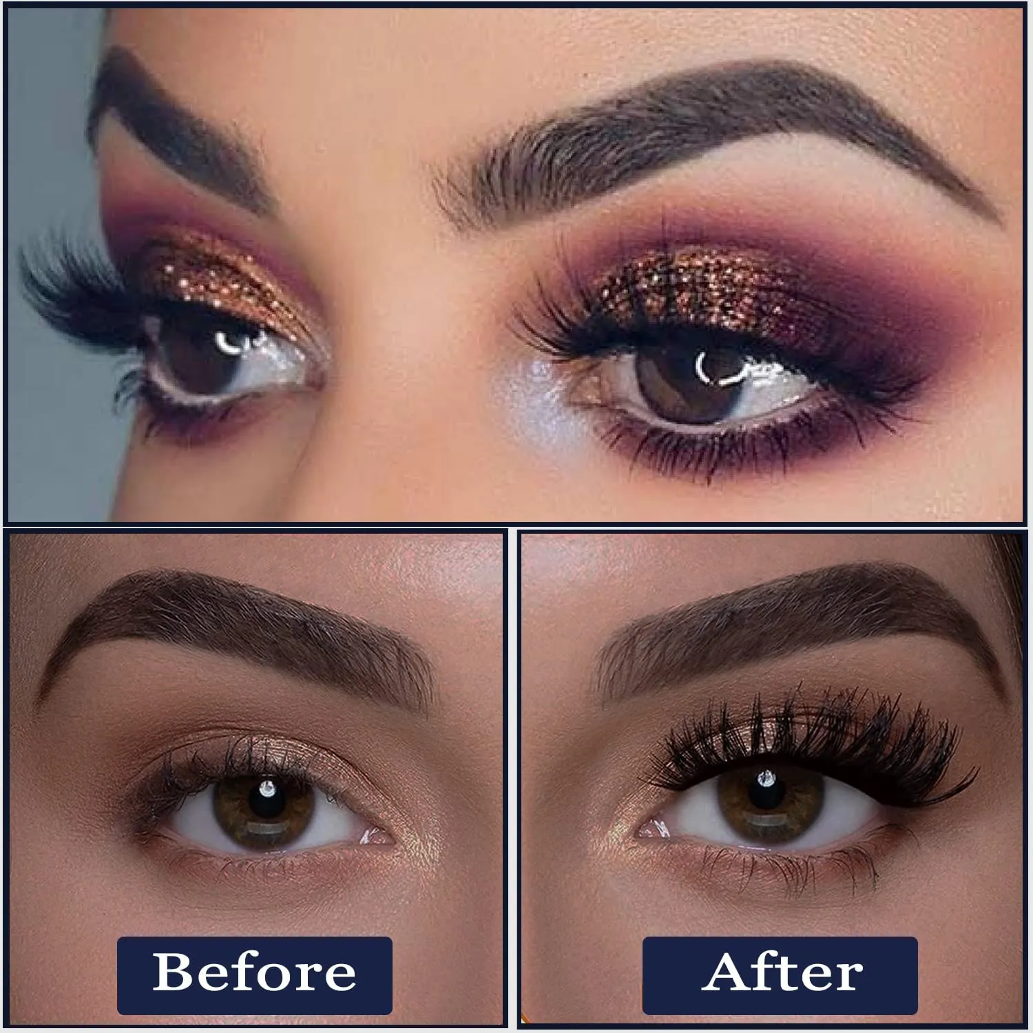 7C SevenCrown Magnetic Eyelashes with Eyeliner Kit - Wispy Cat Eye Magnetic Lashes Natural Looking,Upgraded Long Lasting,7 Pairs 3D Reusable 5 Magnet False Eyelashes with Applicator, Easy to Apply.