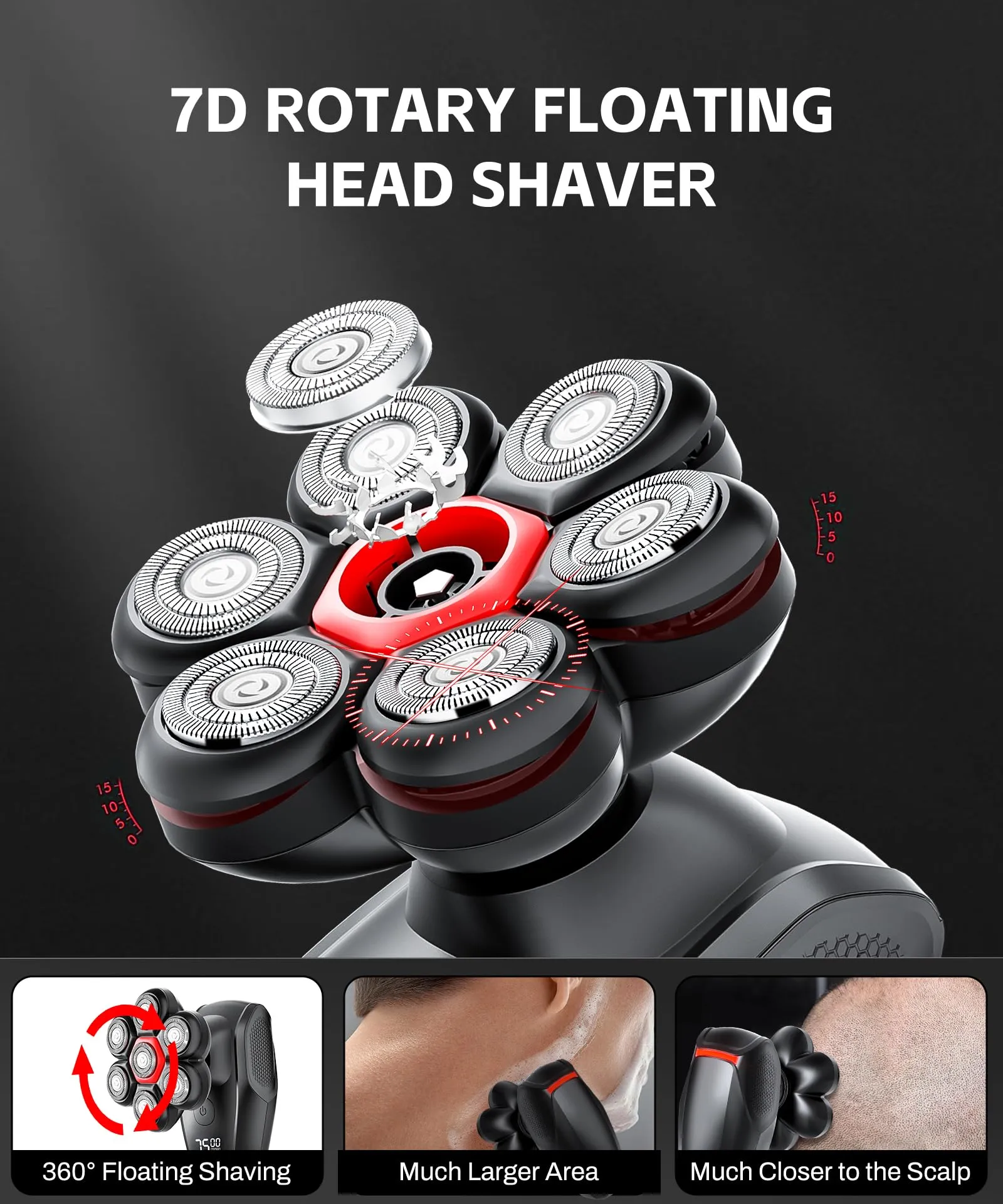 7D Electric Razor for Bald Men - Waterproof