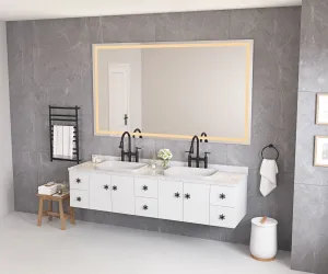 88 X 48 LED Lighted Bathroom Wall Mounted Mirror With High Lumen / Anti-Fog Separately Control Bedroom Full Length Mirror Bathroom LED Mirror Hair Salon Mirror - White