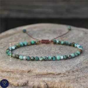 African Turquoise Faceted Bead Bracelet, Adjustable Minimalist Bracelet, Natural Gemstone Bracelet, Tibetan Yoga, positive balancing stone