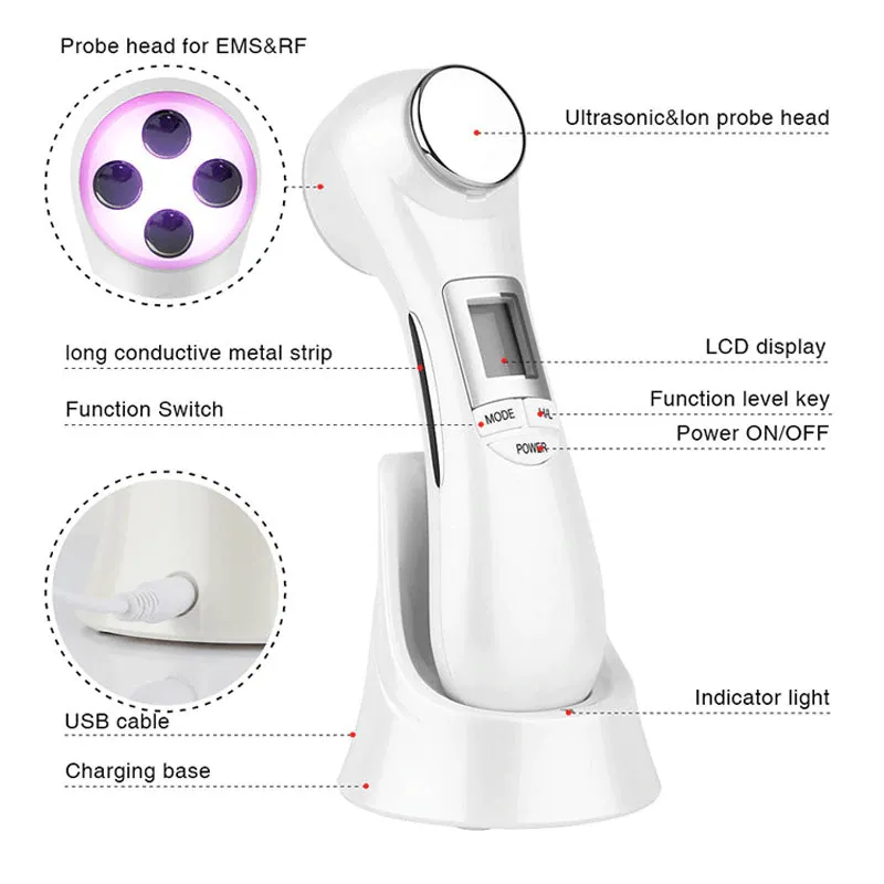 Ageless Lift - 6 In 1 Mesotherapy LED Radio Frequency EMS Face Massager