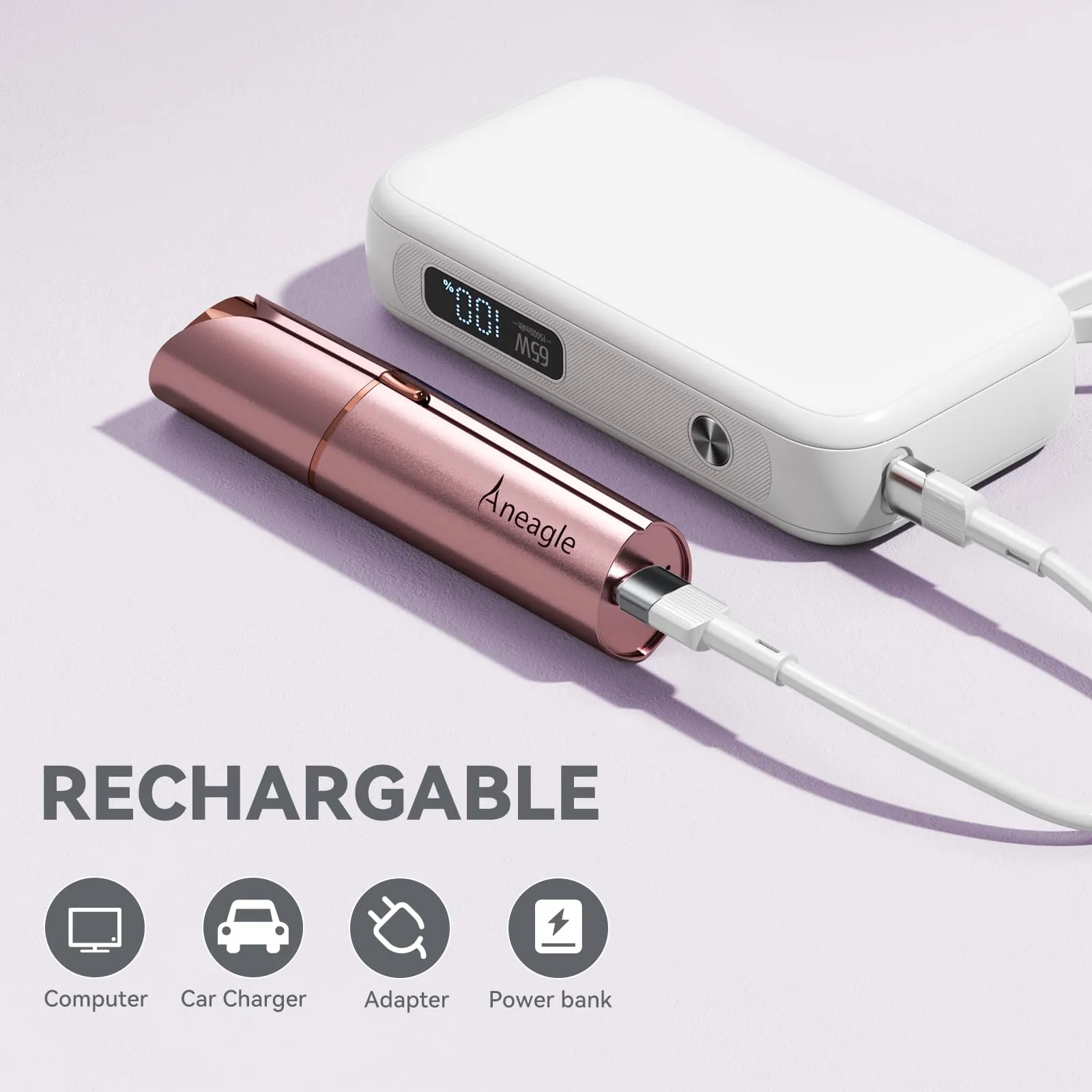Aneagle Facial Hair Remover for Women,Painless Hair Shaver Rechargeable with LED Light, Flawless Lady Face Electric Razor,The Great Female Mustache Removal (Rose Pink)