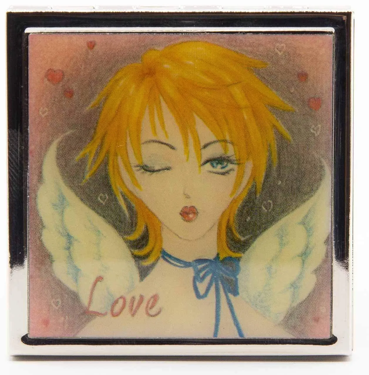 Anime Wings Folding Compact Pocket Makeup Mirror Double Sided (5x magnification   1x magnification) Anime Wings