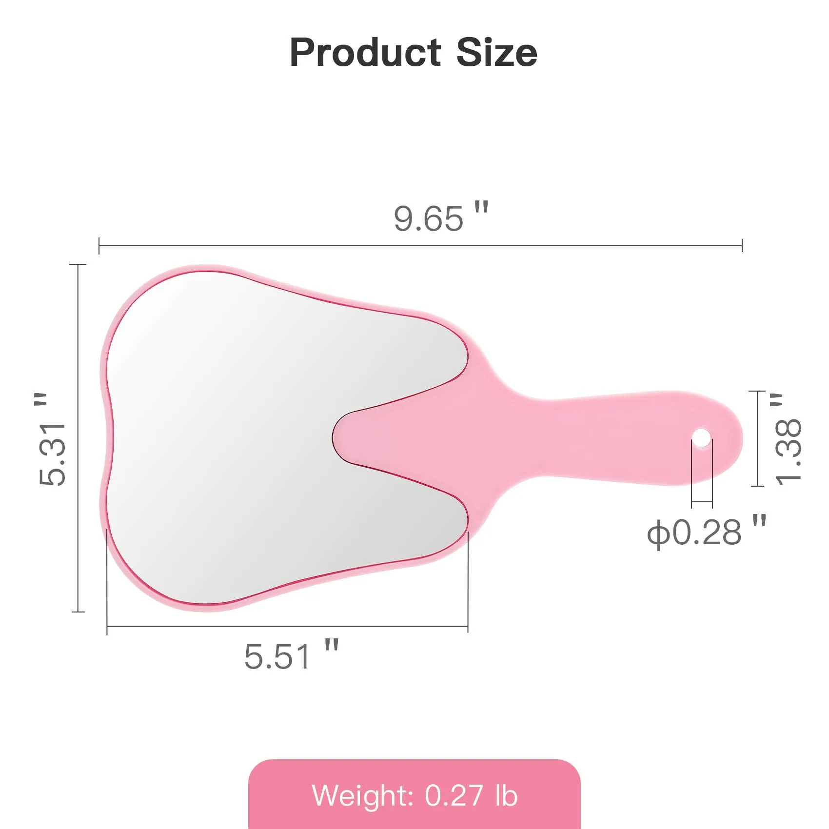 Annhua Tooth Shaped Mirror Hand Mirrors with Handle Pink, Face Mirrors Smal Makeup Mirror Cute for Dental Clinic, Salon, Barber or Hairdressing - Plastic & Glass