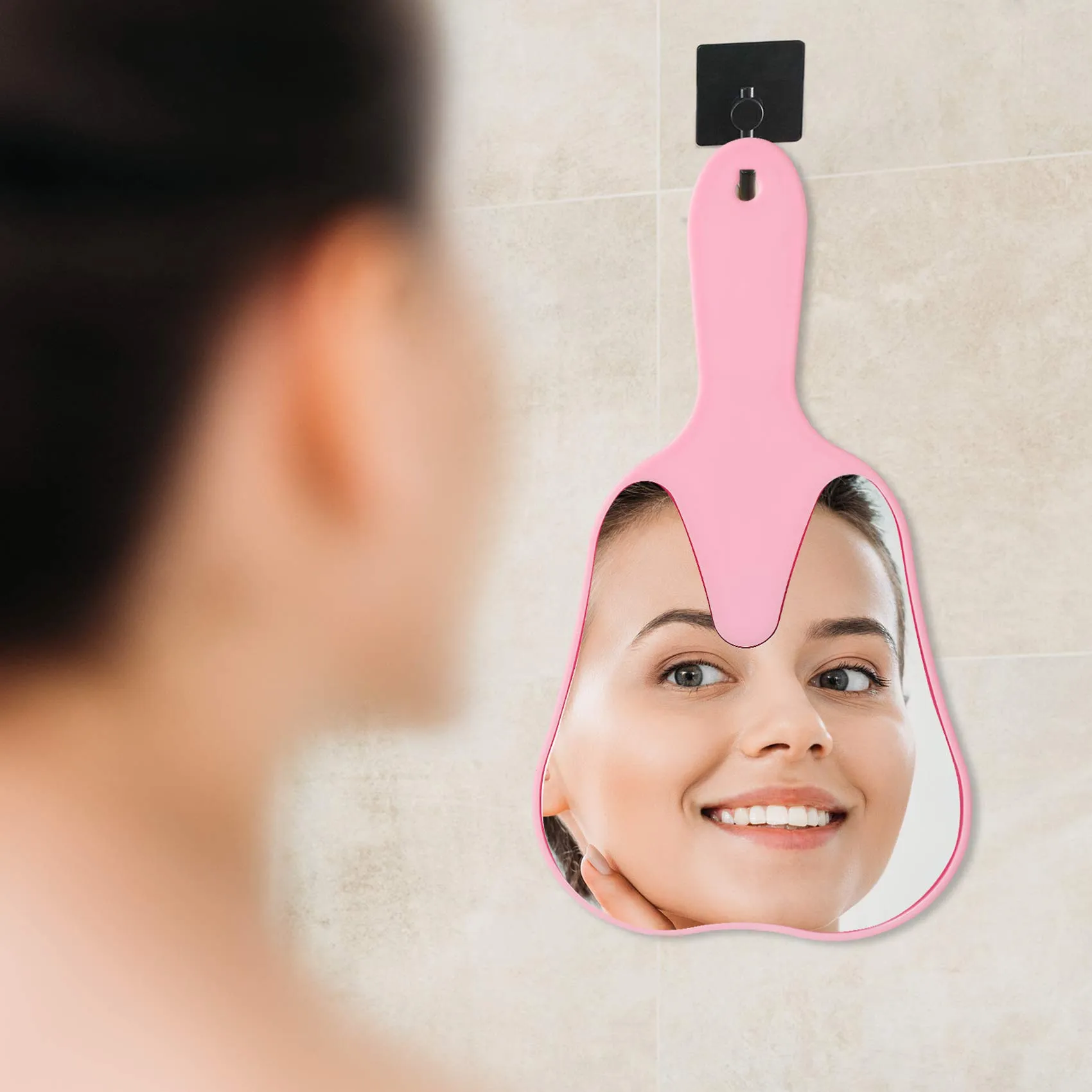 Annhua Tooth Shaped Mirror Hand Mirrors with Handle Pink, Face Mirrors Smal Makeup Mirror Cute for Dental Clinic, Salon, Barber or Hairdressing - Plastic & Glass