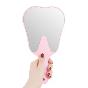 Annhua Tooth Shaped Mirror Hand Mirrors with Handle Pink, Face Mirrors Smal Makeup Mirror Cute for Dental Clinic, Salon, Barber or Hairdressing - Plastic & Glass