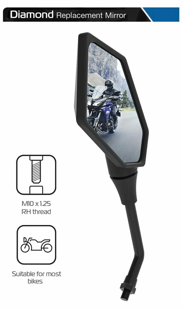 Aprilia Caponord 1200 Diamond Motorcycle Motorbike Rear View Mirror Glass Right and Left Side 10mm Pair