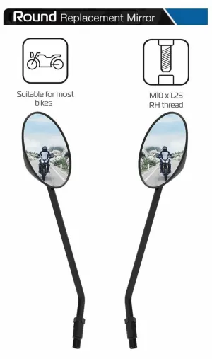 Aprilia Dorsoduro Round Motorcycle Rear View Mirror Glass Left and Right Side Pair 10mm