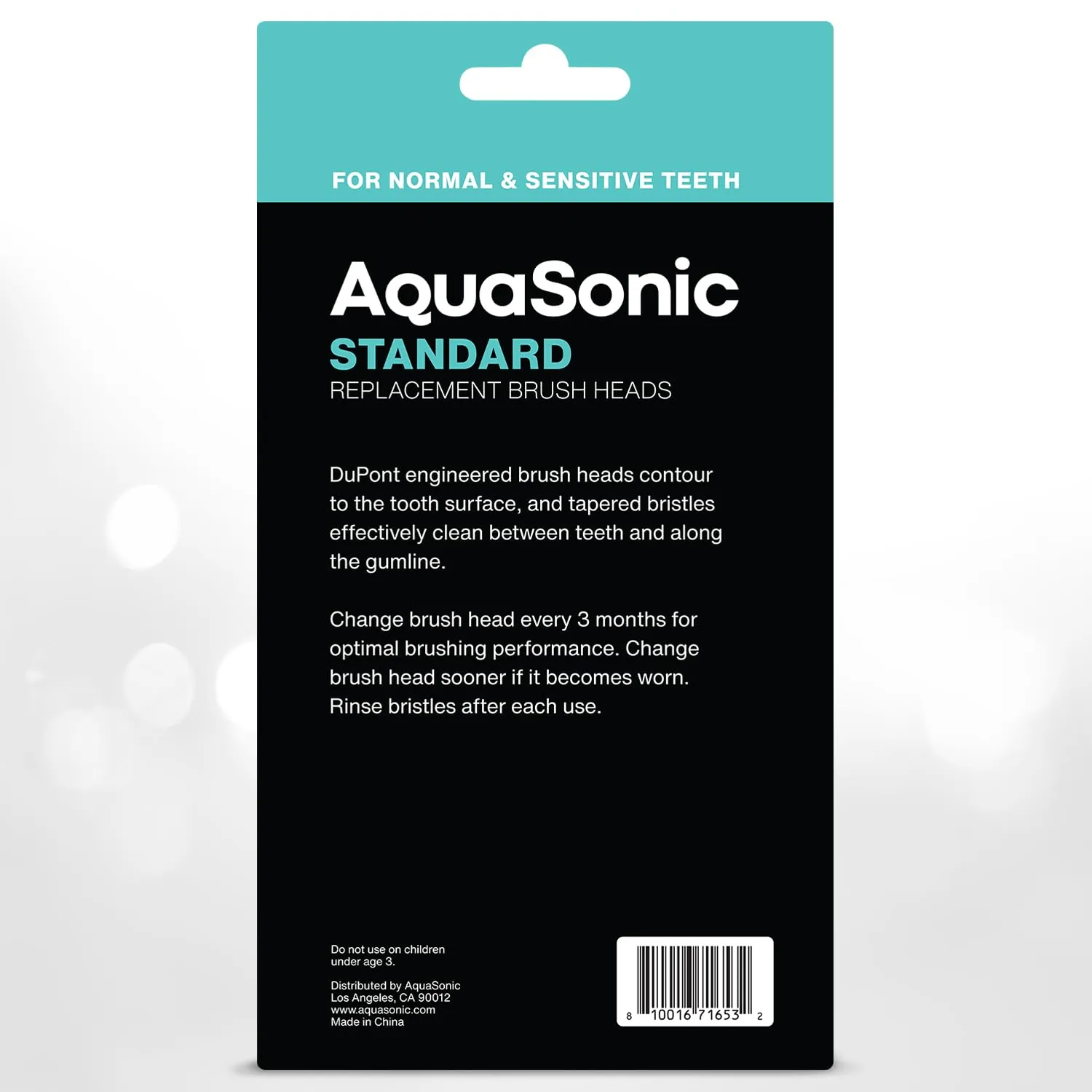 AquaSonic Standard Replacement Brush Heads | for Normal & Sensitive Teeth | Compatible with Many AquaSonic Toothbrush Handles (8 Pack Black)