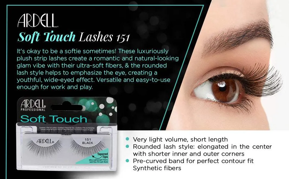 Ardell Professional Soft Touch Lashes W/Tapered Tips Blk 151