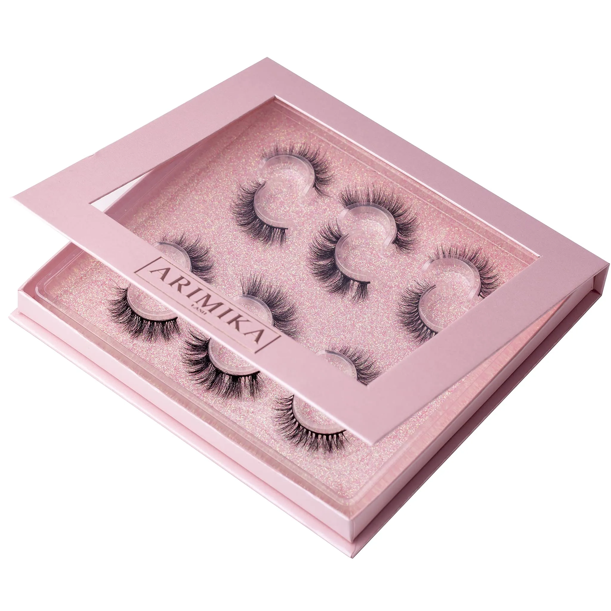 Arimika 3 Styles 6 Pairs Natural Look 3D Mink False Eyelashes, Short Fluffy Wispy Book Lashes A36N-01