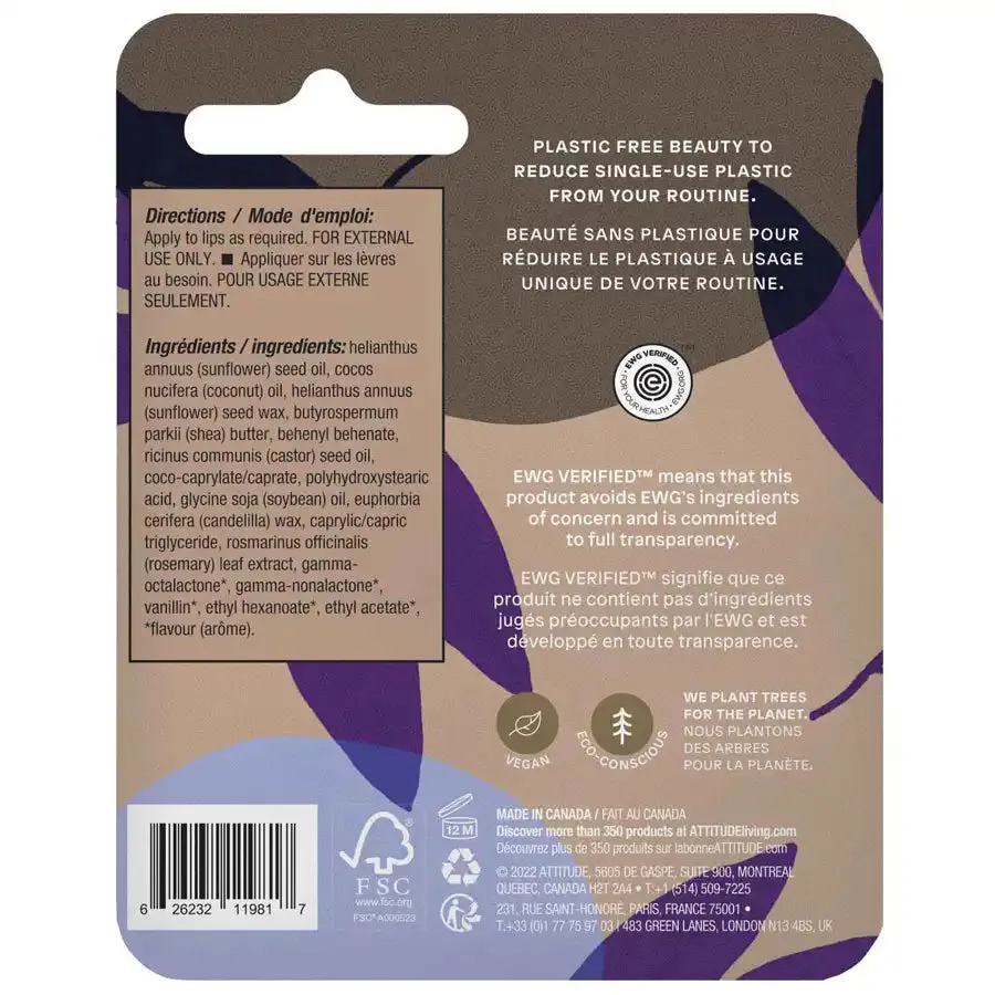 Attitude Leaves Bar Lip Balm Coconut 8.5g