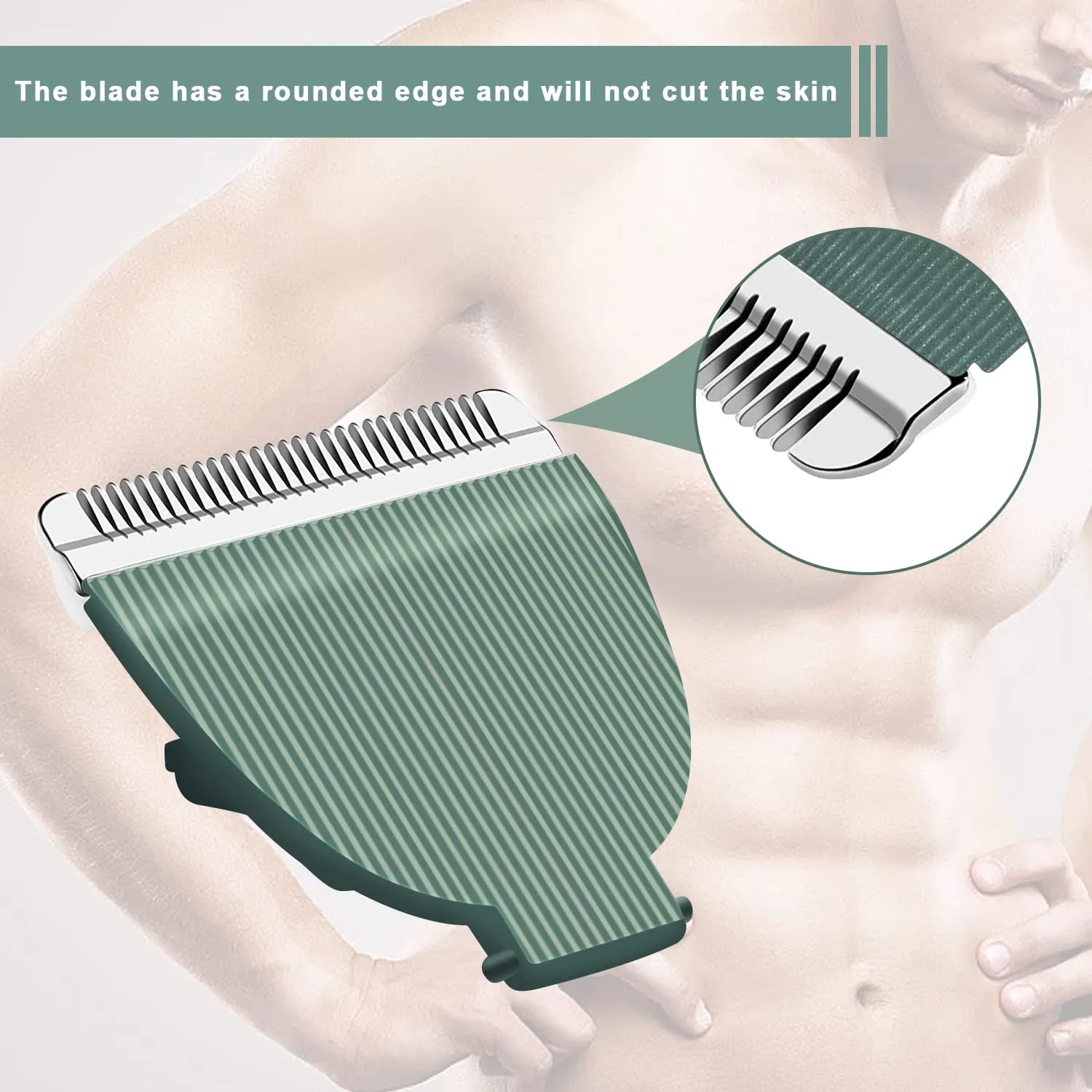 Audoc 3PCS Replacement Blades for Meridian Trimmer,Hygienic Ceramic Hair Replacement Blades for Meridian Body Trimmer (Onyx & Sage),Green