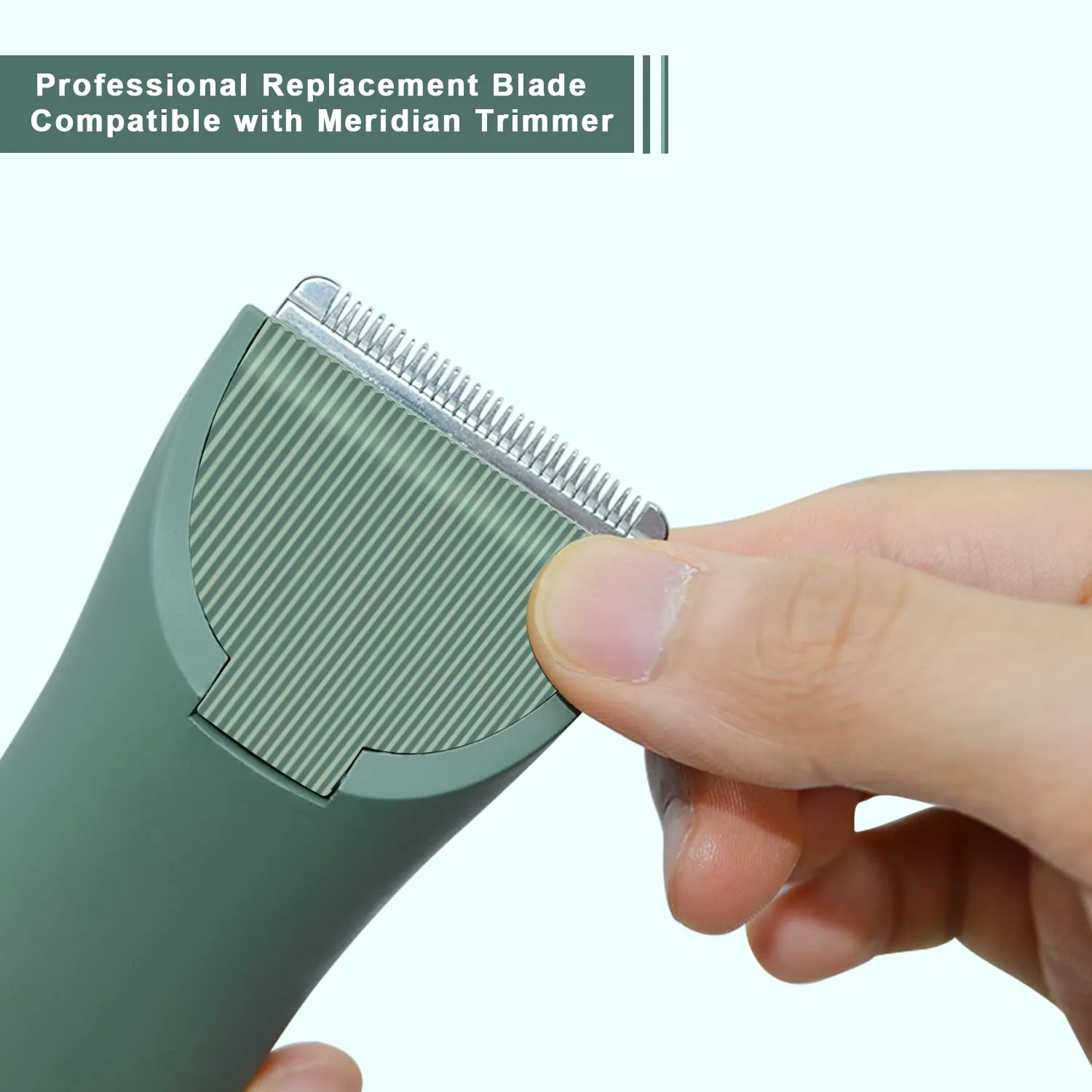 Audoc 3PCS Replacement Blades for Meridian Trimmer,Hygienic Ceramic Hair Replacement Blades for Meridian Body Trimmer (Onyx & Sage),Green