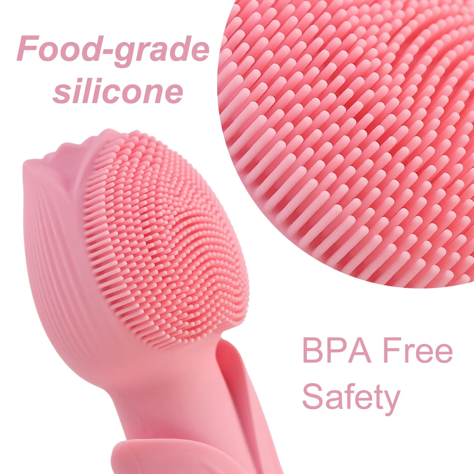 AUSINCERE Facial Cleansing Brush, Silicone Face Scrubber, Rechargeable and Waterproof Face Scrub Brush for Cleansing/Exfoliating/Vibration Massage(Pink)