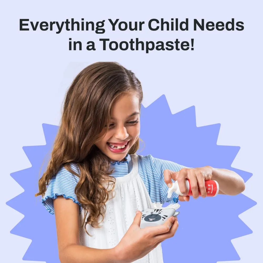 autobrush Kids Fluoride-Free Foaming Toothpaste Strawberry Flavor for Electric or U-Shaped Toothbrush, SLS-Free, Training Toothpaste, Anti-Cavity (3 Pack)