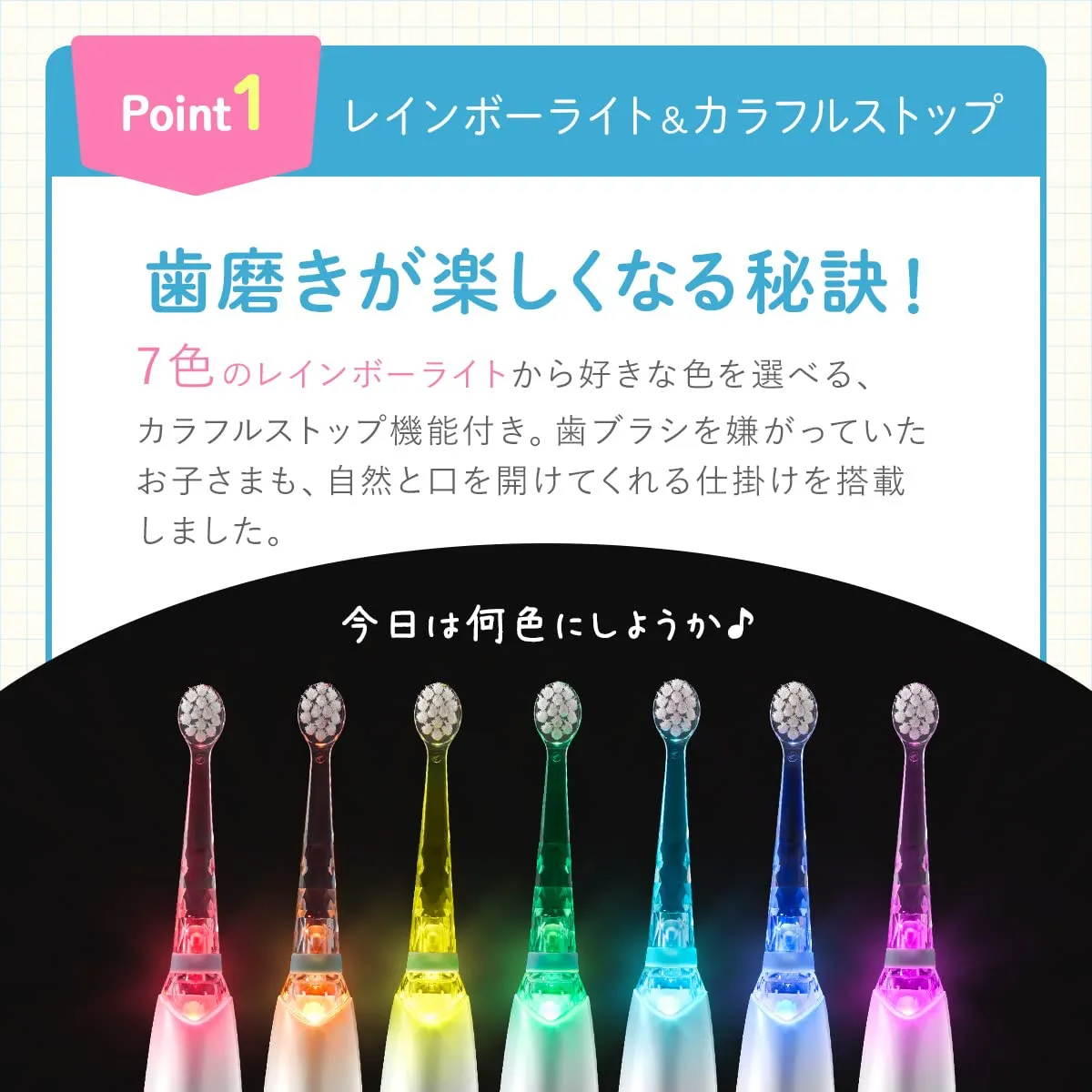BabySmile Kids Sonic Electric Toothbrush for Ages 0-12 Years (Made in Japan) with Rainbow LED and Smart Timer, 2-Stage Baby and Toddler Toothbrush with 2 Ultra Soft Brush Heads (Blue New Version)
