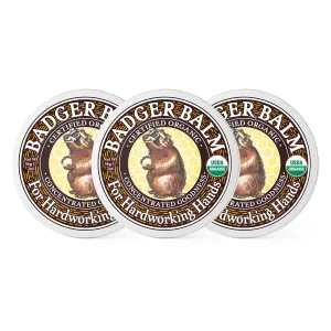 Badger - Hardworking Hands Healing Balm, Aloe Vera & Wintergreen, Working Hand Balm, Balm, for Dry Hands, Hand Moisturizer Balm, Certified Organic Hand Balm, Hand Repair Balm, 2 oz (3 Pack)