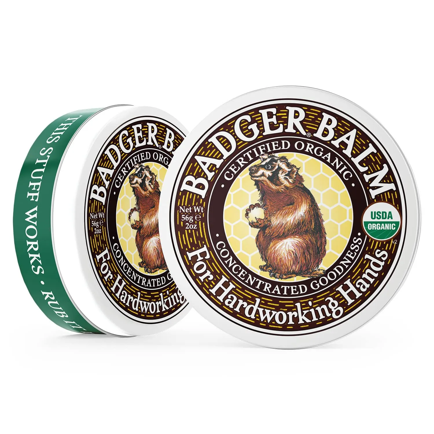 Badger - Hardworking Hands Healing Balm, Aloe Vera & Wintergreen, Working Hand Balm, Balm, for Dry Hands, Hand Moisturizer Balm, Certified Organic Hand Balm, Hand Repair Balm, 2 oz (3 Pack)