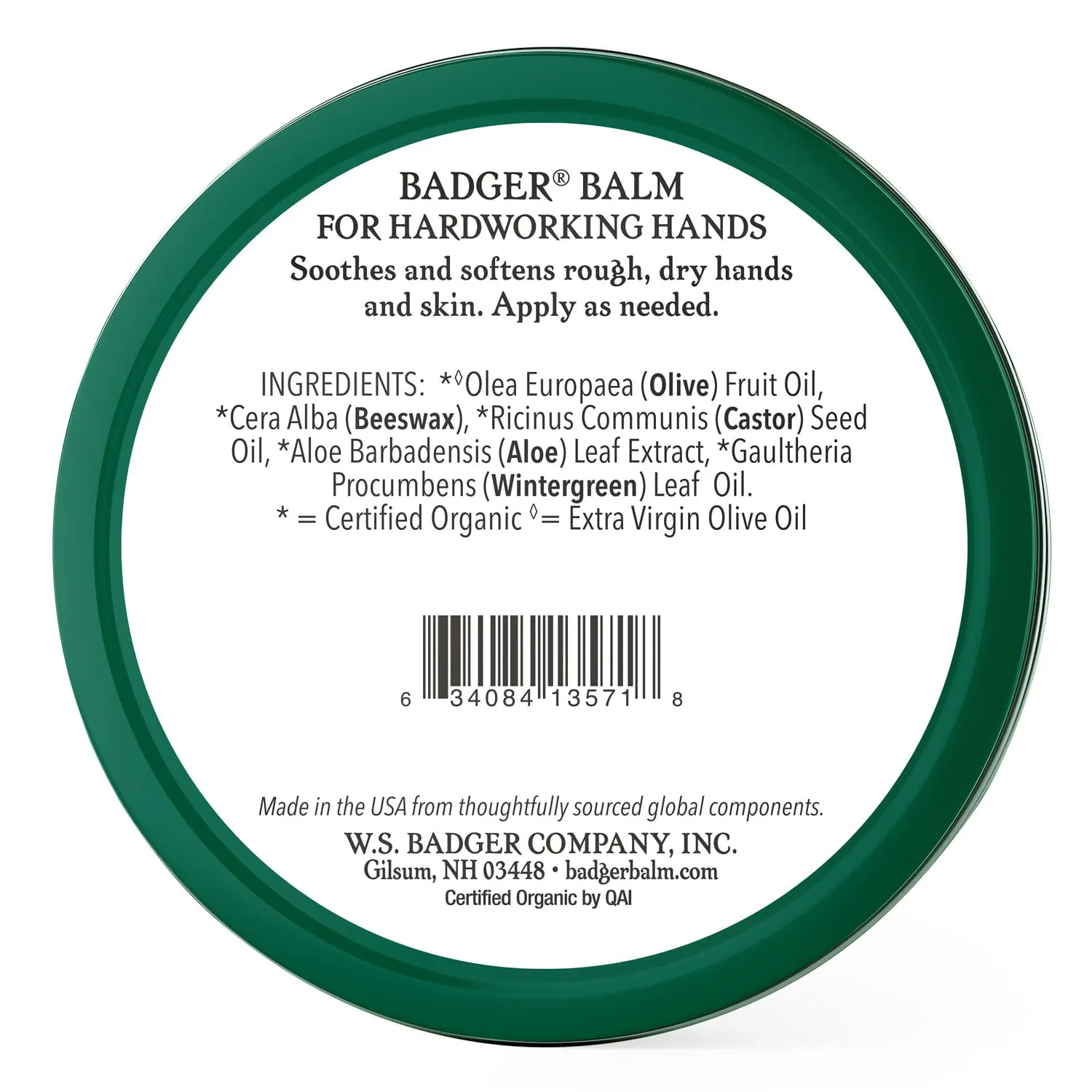 Badger - Hardworking Hands Healing Balm, Aloe Vera & Wintergreen, Working Hand Balm, Balm, for Dry Hands, Hand Moisturizer Balm, Certified Organic Hand Balm, Hand Repair Balm, 2 oz (3 Pack)