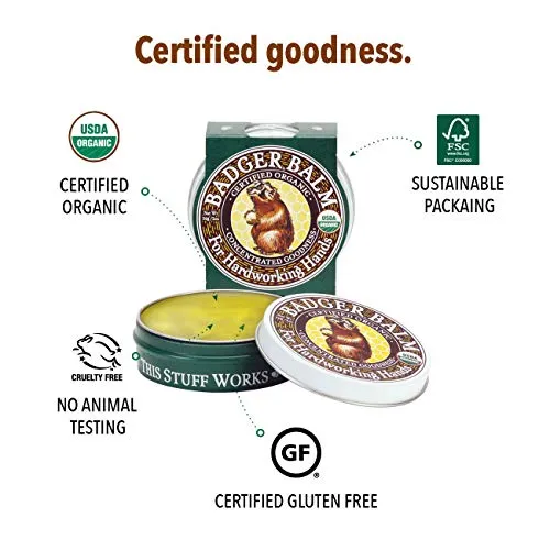 Badger - Hardworking Hands Healing Balm, Aloe Vera & Wintergreen, Working Hand Balm, Balm, for Dry Hands, Hand Moisturizer Balm, Certified Organic Hand Balm, Hand Repair Balm, 2 oz (3 Pack)