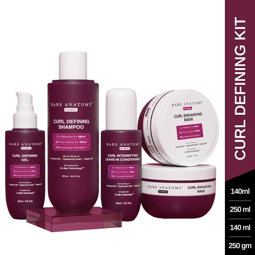 Bare Anatomy Curl Defining Kit (Shampoo   Mask   Leave In Conditioner   Gel)