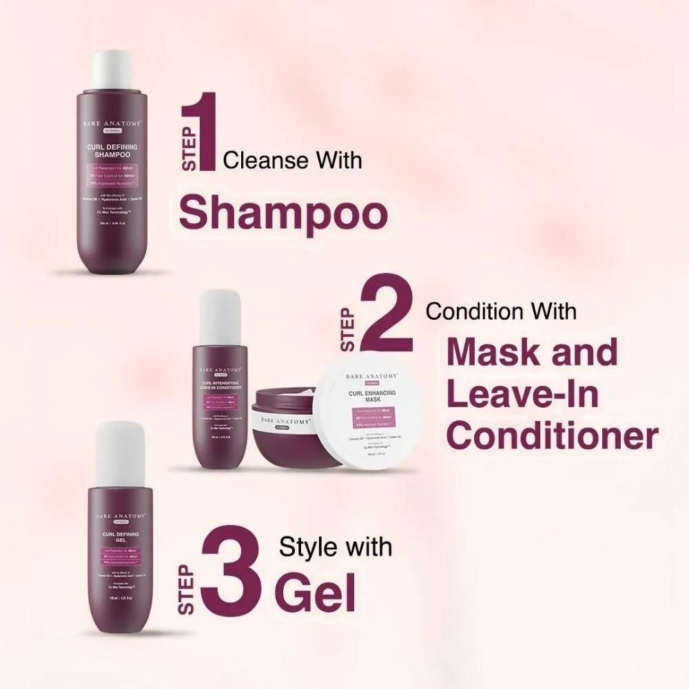 Bare Anatomy Curl Defining Kit (Shampoo   Mask   Leave In Conditioner   Gel)