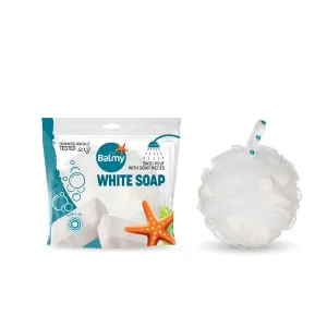 Bath Pouf with Soap Pieces - White Soap
