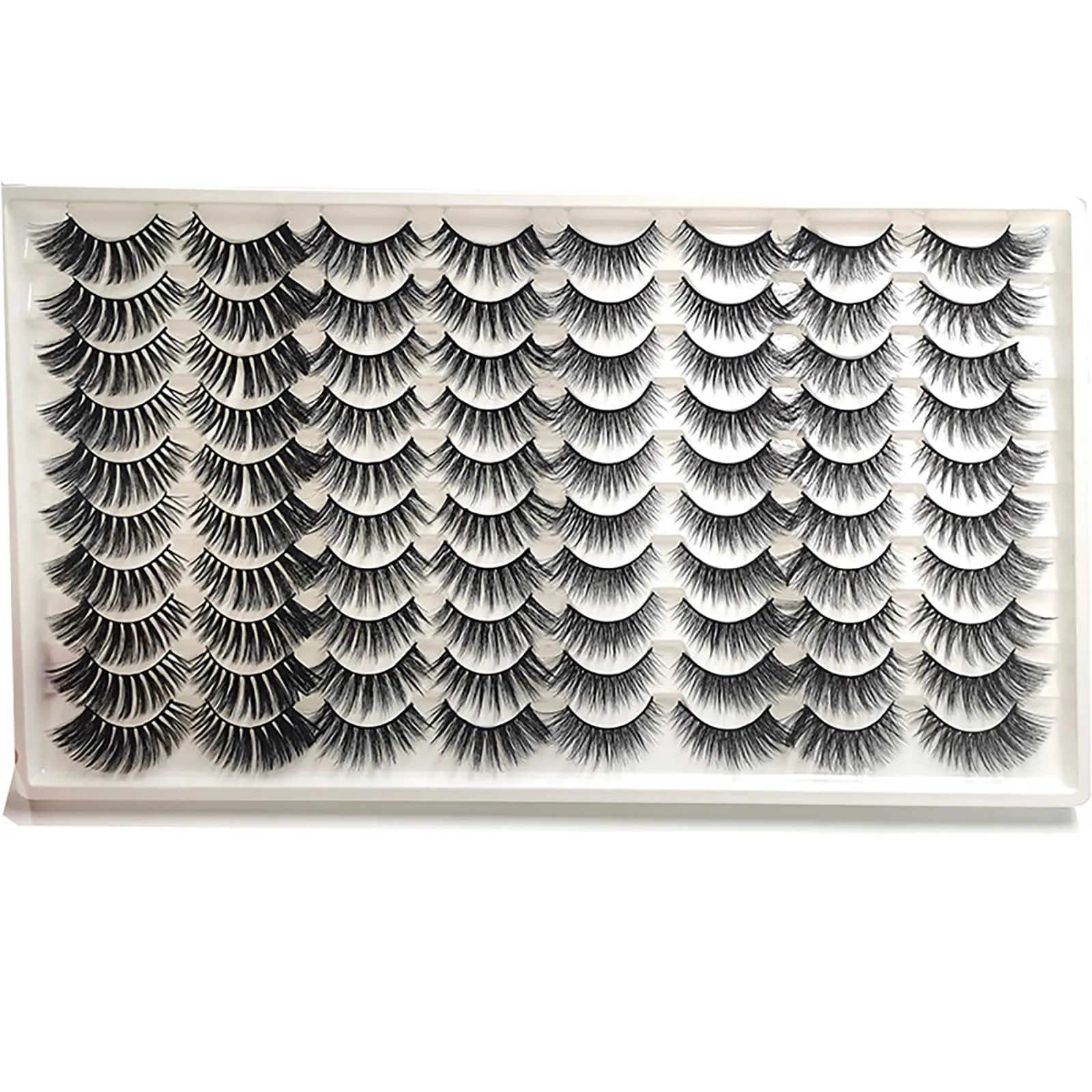 BeauFairy False Eyelashes Set, 40 Pairs 3D Simulation Dense Natural Reusable Artificial Eyelashes, Easy to Wear, DIY Eyelash Extension Kit for Christmas Stage, Party, Date