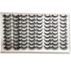 BeauFairy False Eyelashes Set, 40 Pairs 3D Simulation Dense Natural Reusable Artificial Eyelashes, Easy to Wear, DIY Eyelash Extension Kit for Christmas Stage, Party, Date