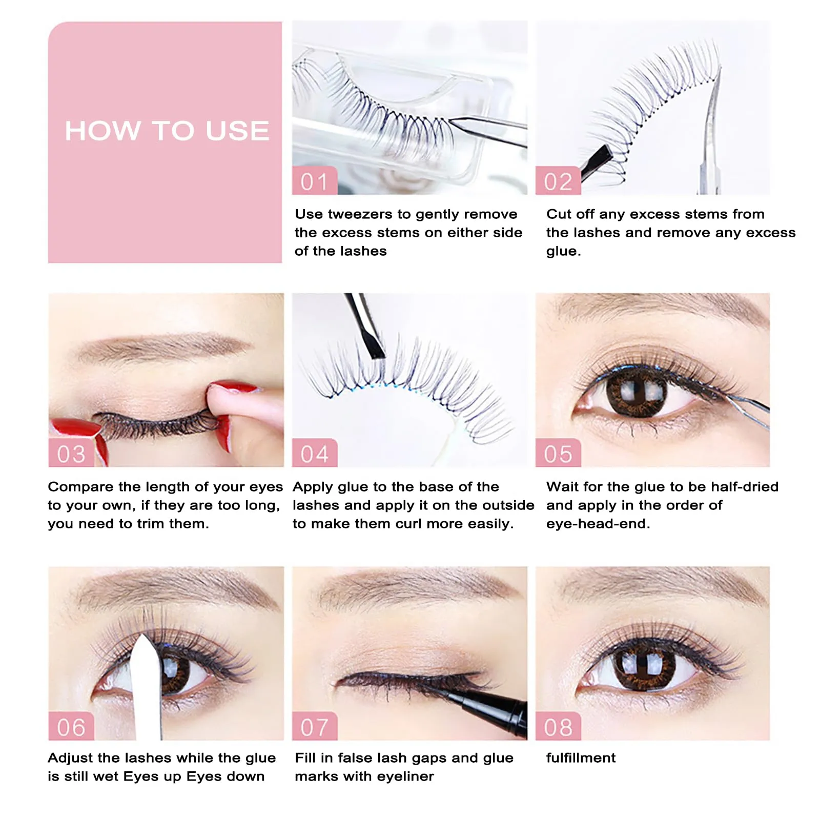 BeauFairy False Eyelashes Set, 40 Pairs 3D Simulation Dense Natural Reusable Artificial Eyelashes, Easy to Wear, DIY Eyelash Extension Kit for Christmas Stage, Party, Date