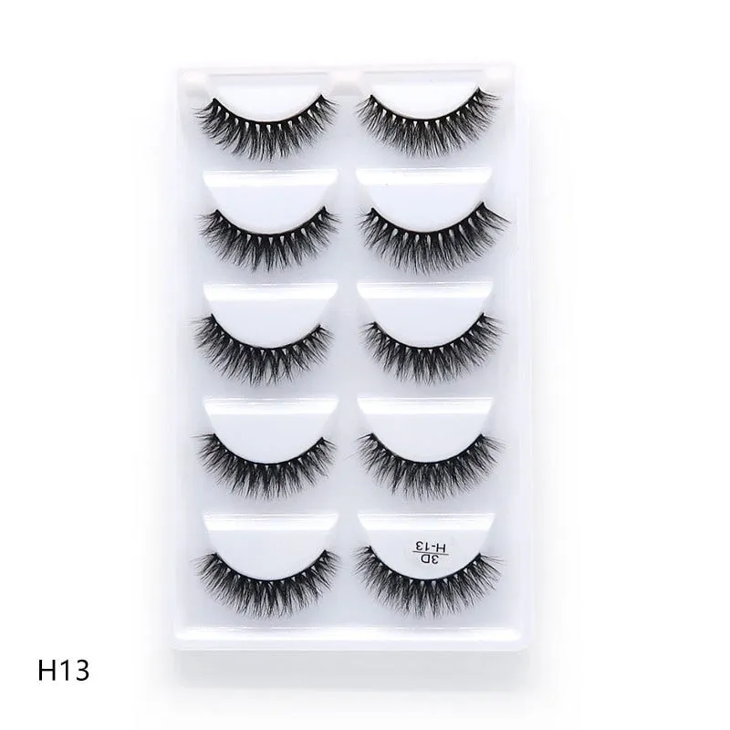 Beauty 5 pairs  Real Fake Mink Eyelashes 3D Natural