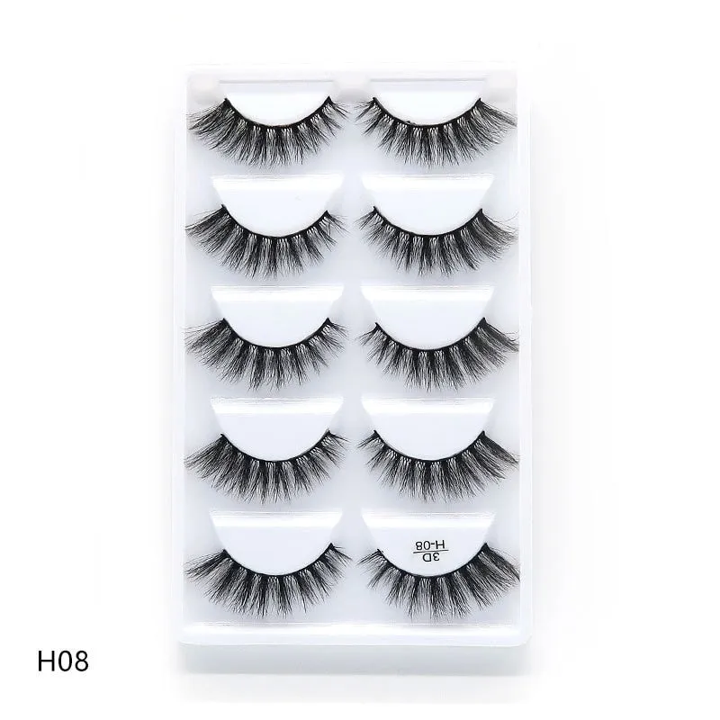 Beauty 5 pairs  Real Fake Mink Eyelashes 3D Natural