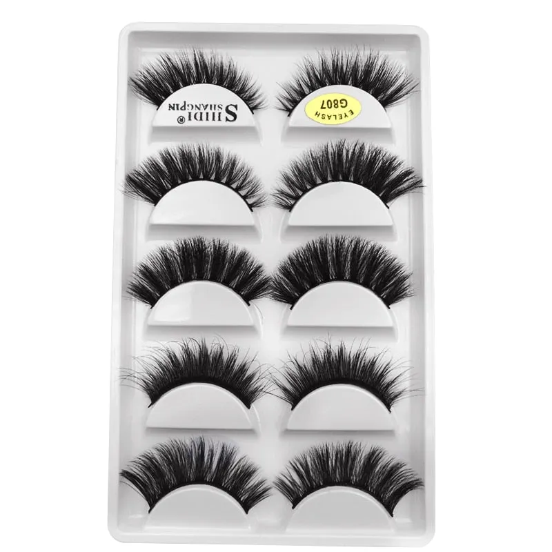 Beauty 5 pairs  Real Fake Mink Eyelashes 3D Natural