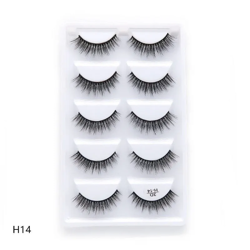 Beauty 5 pairs  Real Fake Mink Eyelashes 3D Natural