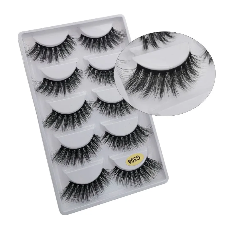 Beauty 5 pairs  Real Fake Mink Eyelashes 3D Natural