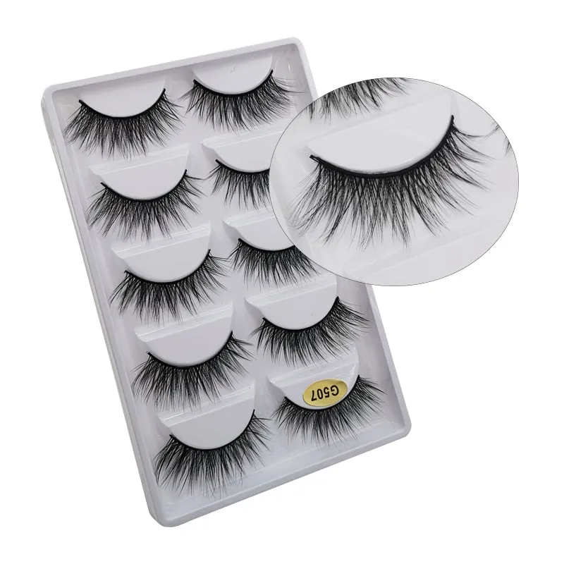 Beauty 5 pairs  Real Fake Mink Eyelashes 3D Natural