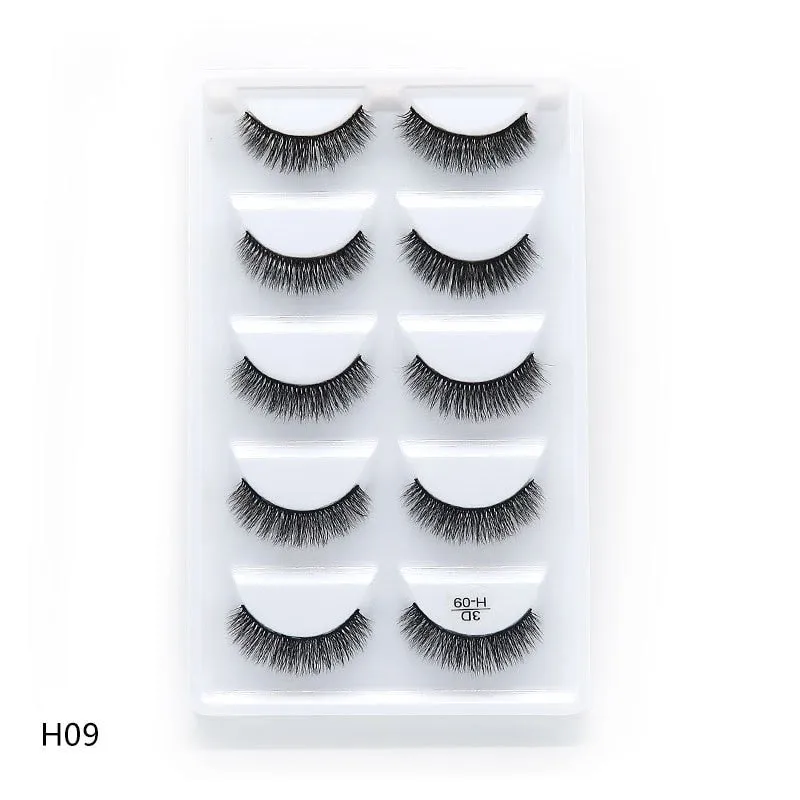 Beauty 5 pairs  Real Fake Mink Eyelashes 3D Natural