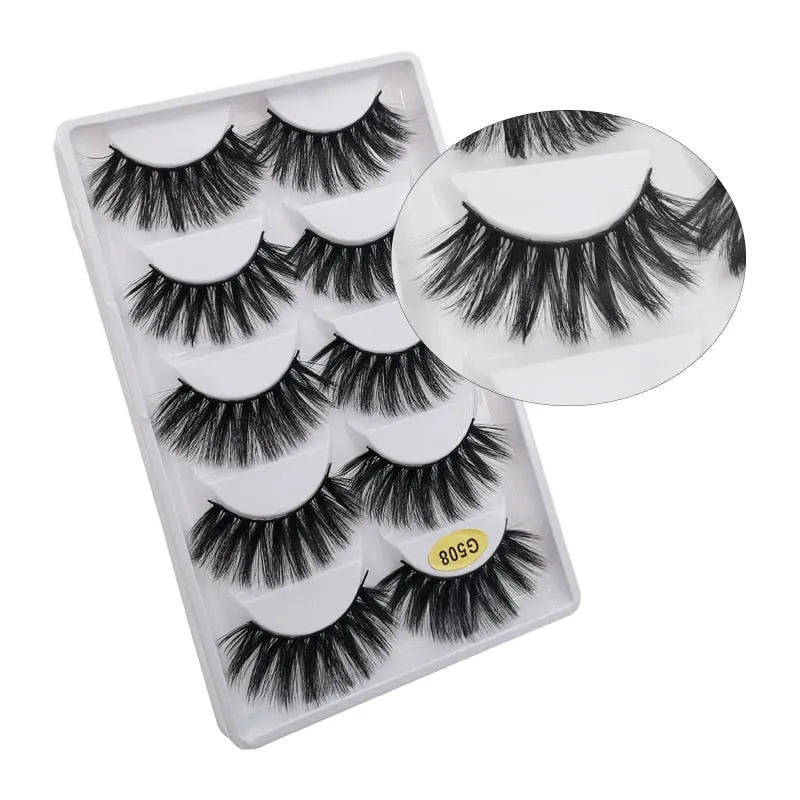 Beauty 5 pairs  Real Fake Mink Eyelashes 3D Natural