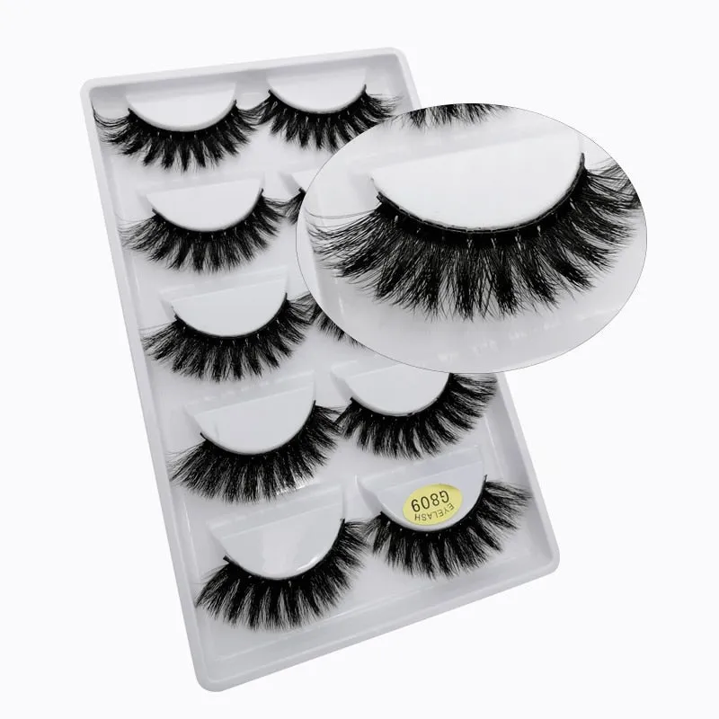 Beauty 5 pairs  Real Fake Mink Eyelashes 3D Natural