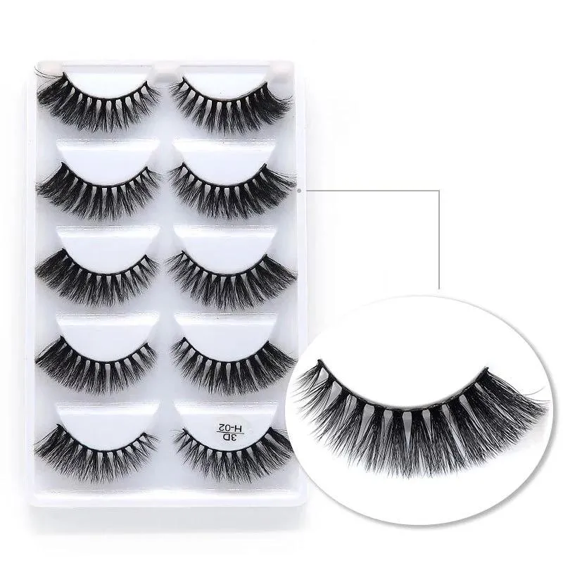 Beauty 5 pairs  Real Fake Mink Eyelashes 3D Natural