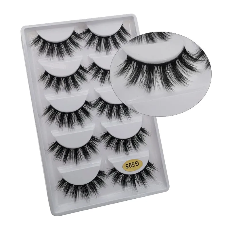 Beauty 5 pairs  Real Fake Mink Eyelashes 3D Natural