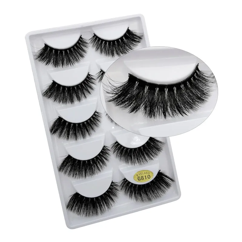 Beauty 5 pairs  Real Fake Mink Eyelashes 3D Natural