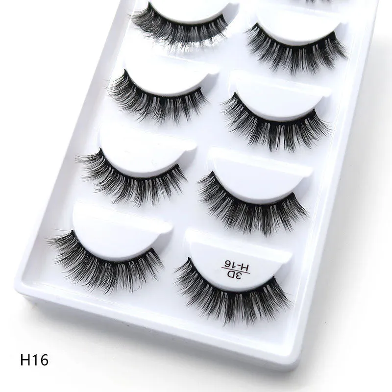 Beauty 5 pairs  Real Fake Mink Eyelashes 3D Natural
