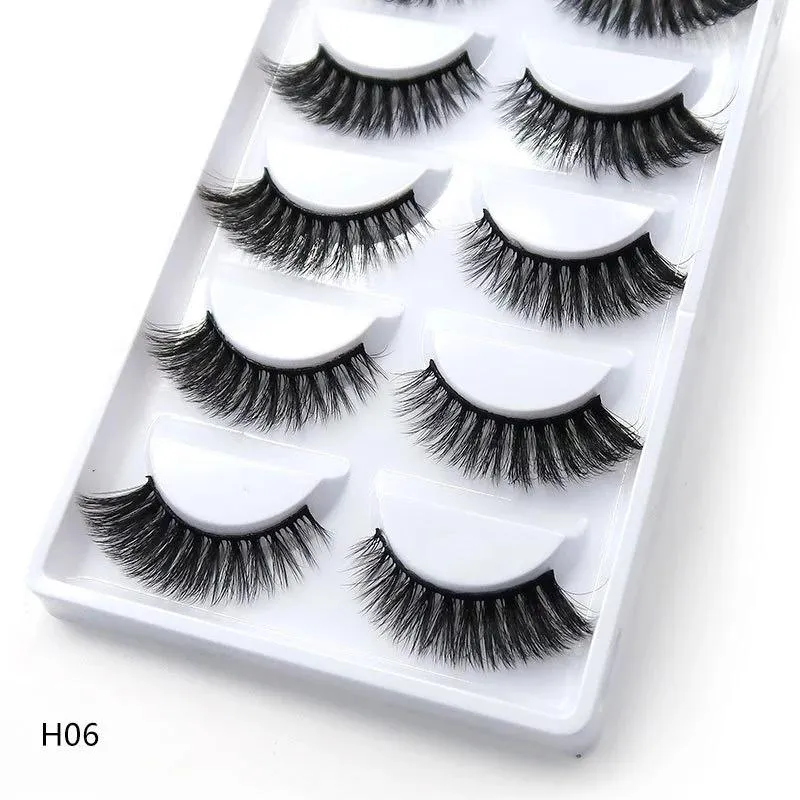 Beauty 5 pairs  Real Fake Mink Eyelashes 3D Natural