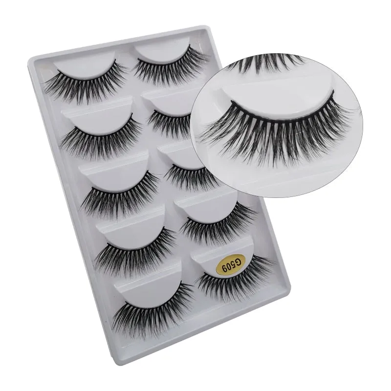 Beauty 5 pairs  Real Fake Mink Eyelashes 3D Natural