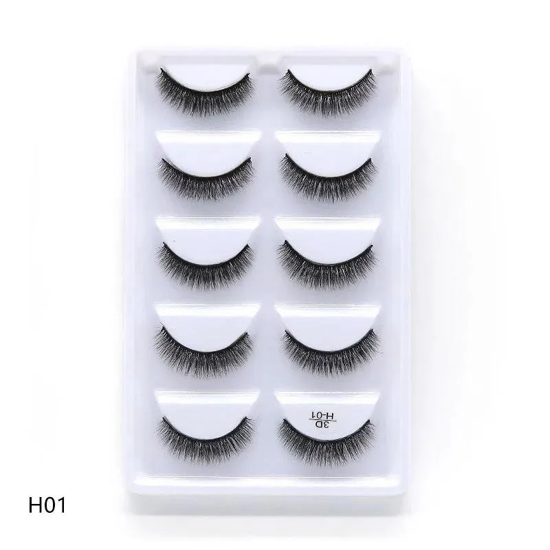 Beauty 5 pairs  Real Fake Mink Eyelashes 3D Natural