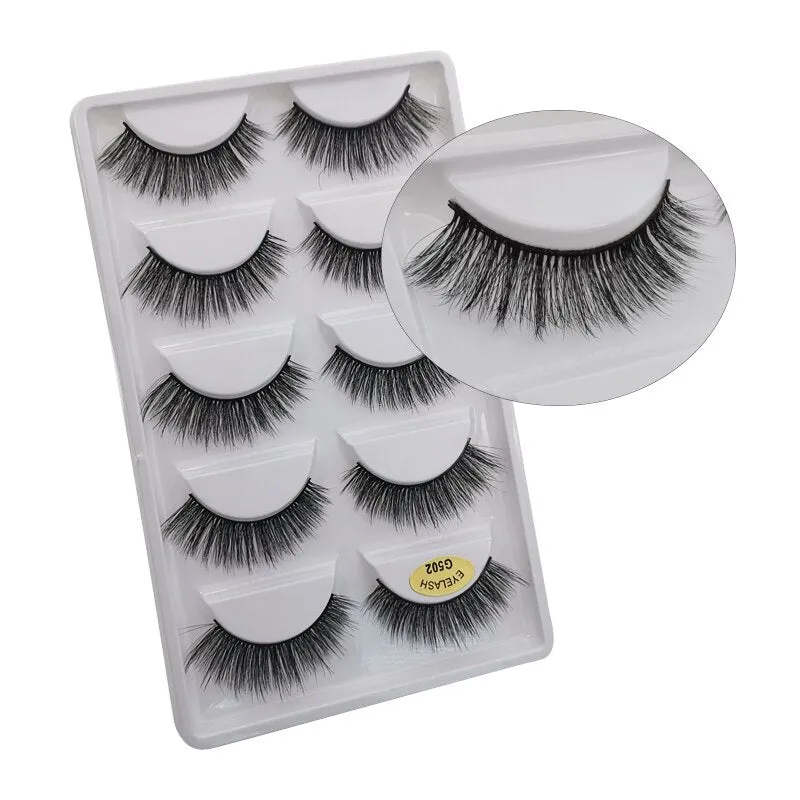 Beauty 5 pairs  Real Fake Mink Eyelashes 3D Natural